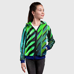 Толстовка на молнии детская Чёрно-зелёная абстракция, цвет: 3D-синий — фото 2