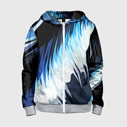 Толстовка на молнии детская Бело-синие острые полосы, цвет: 3D-меланж