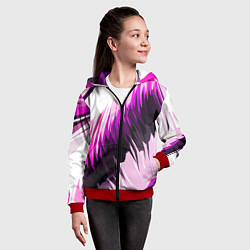 Толстовка на молнии детская Чёрно-розовые острые полосы на белом фоне, цвет: 3D-красный — фото 2
