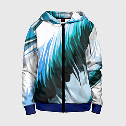 Толстовка на молнии детская Чёрно-синие острые полосы на белом фоне, цвет: 3D-синий