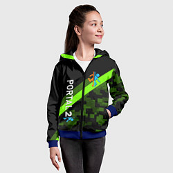Толстовка на молнии детская Portal camo steel geometry, цвет: 3D-синий — фото 2
