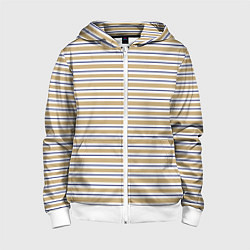 Толстовка на молнии детская Бежевый с синей полосой, цвет: 3D-белый