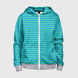 Толстовка на молнии детская Полосатый сине-зелёный, цвет: 3D-меланж