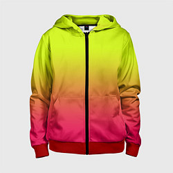 Толстовка на молнии детская Градиент салатовый в розовый, цвет: 3D-красный