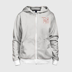 Толстовка на молнии детская Таня - красная надпись вязью, цвет: 3D-белый