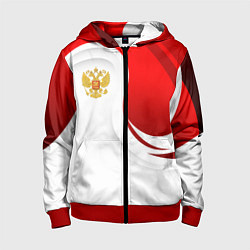 Толстовка на молнии детская Россия - красный и белый, цвет: 3D-красный