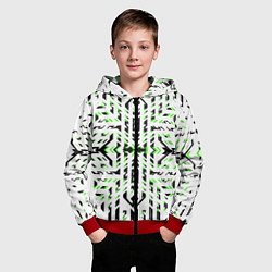 Толстовка на молнии детская Чёрно-зелёный диагональные полосы на белом фоне, цвет: 3D-красный — фото 2