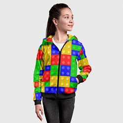 Толстовка на молнии детская Детали Лего, цвет: 3D-черный — фото 2