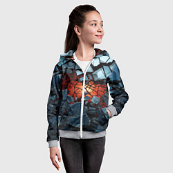 Толстовка на молнии детская Разбиты камни в текстуре, цвет: 3D-меланж — фото 2