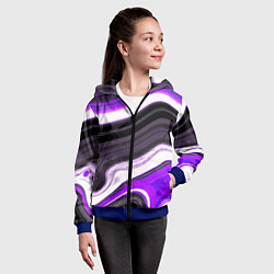 Толстовка на молнии детская Волнистые горизонтальные чёрно-фиолетовые полосы н, цвет: 3D-синий — фото 2