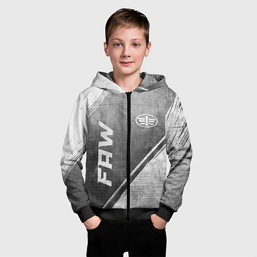Детская толстовка на молнии FAW - grey gradient вертикально / 3D-Черный – фото 3