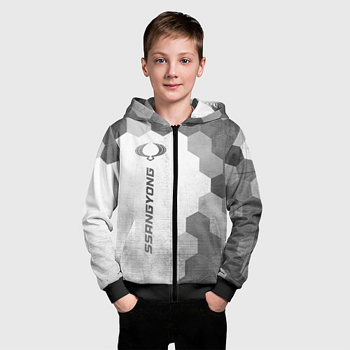 Детская толстовка на молнии SsangYong - white gradient по-вертикали / 3D-Черный – фото 3