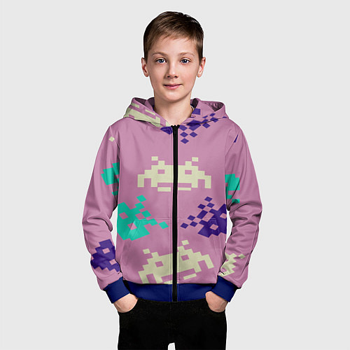 Детская толстовка на молнии Пиксели фильтр / 3D-Синий – фото 3