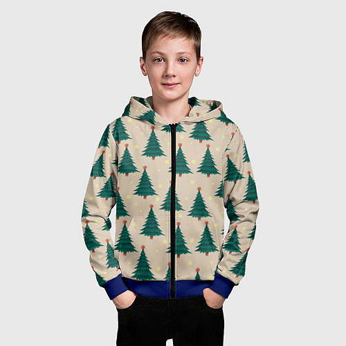 Детская толстовка на молнии Новогодняя ель / 3D-Синий – фото 3
