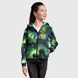 Толстовка на молнии детская Летний абстрактный камуфляж, цвет: 3D-черный — фото 2