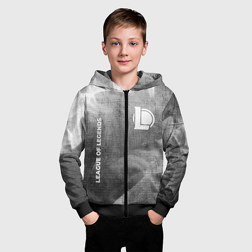 Детская толстовка на молнии League of Legends - grey gradient вертикально / 3D-Черный – фото 3