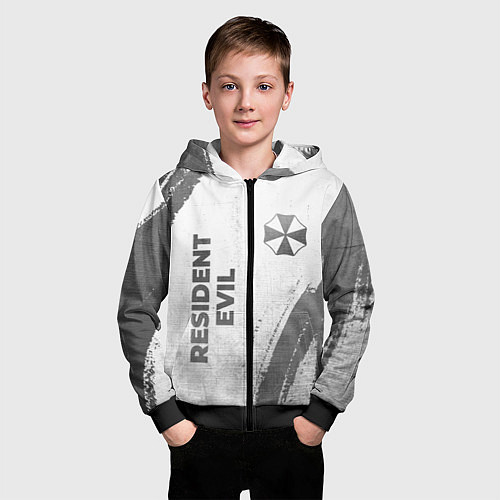 Детская толстовка на молнии Resident Evil - white gradient вертикально / 3D-Черный – фото 3