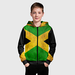 Толстовка на молнии детская Jamaica flag, цвет: 3D-черный — фото 2