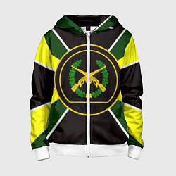 Толстовка на молнии детская Мотострелковые войска: шеврон без текста, цвет: 3D-белый