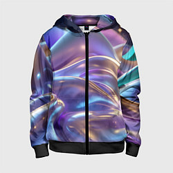 Толстовка на молнии детская Волны космические, цвет: 3D-черный