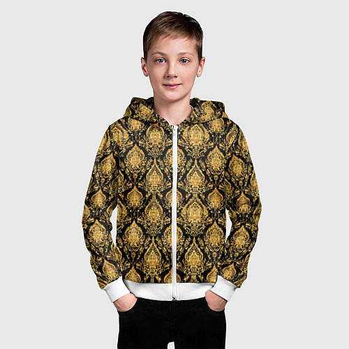 Детская толстовка на молнии Тайский золотой орнамент / 3D-Белый – фото 3