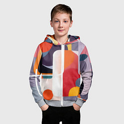 Толстовка на молнии детская Абстракция из фигур и линий, цвет: 3D-меланж — фото 2