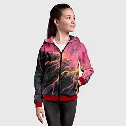 Толстовка на молнии детская Абстрактные молнии текстура, цвет: 3D-красный — фото 2