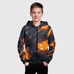 Толстовка на молнии детская Оранжевая краска в движении, цвет: 3D-черный — фото 2