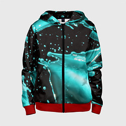 Толстовка на молнии детская Разрыв голубой краски, цвет: 3D-красный