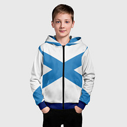 Толстовка на молнии детская Военно-морской флот: Андреевский флаг, цвет: 3D-синий — фото 2