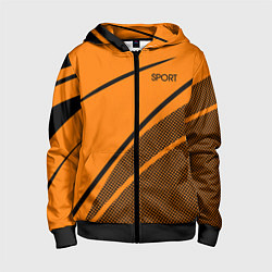 Толстовка на молнии детская Sport оранжевый с чёрным точечный, цвет: 3D-черный