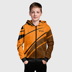 Толстовка на молнии детская Sport оранжевый с чёрным точечный, цвет: 3D-черный — фото 2