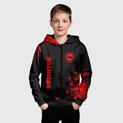 Толстовка на молнии детская Brighton - red gradient вертикально, цвет: 3D-черный — фото 2