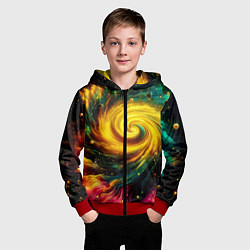 Толстовка на молнии детская Neon space - ai art fantasy, цвет: 3D-красный — фото 2