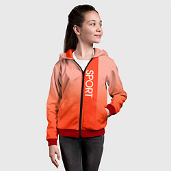 Толстовка на молнии детская Sport красно-оранжевый с вертикальной полосой, цвет: 3D-красный — фото 2