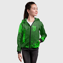 Толстовка на молнии детская Juventus - green gradient вертикально, цвет: 3D-черный — фото 2