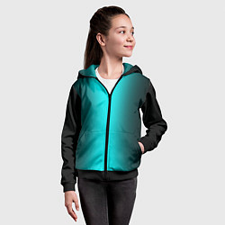 Толстовка на молнии детская Чёрный и неоновый голубой градиент по центру, цвет: 3D-черный — фото 2