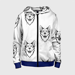 Толстовка на молнии детская Голова собаки, цвет: 3D-синий