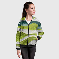 Толстовка на молнии детская Лаймовые волны, цвет: 3D-черный — фото 2