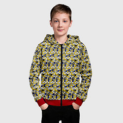 Толстовка на молнии детская Киберпанк шестиугольники жёлтые, цвет: 3D-красный — фото 2