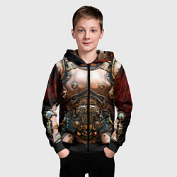 Толстовка на молнии детская Рыцарские доспехи фэнтези Стимпанк, цвет: 3D-черный — фото 2