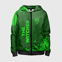 Толстовка на молнии детская The Witcher - green gradient вертикально, цвет: 3D-черный