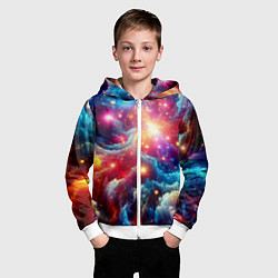 Толстовка на молнии детская Colorfull neon space clouds - ai art fantasy, цвет: 3D-белый — фото 2