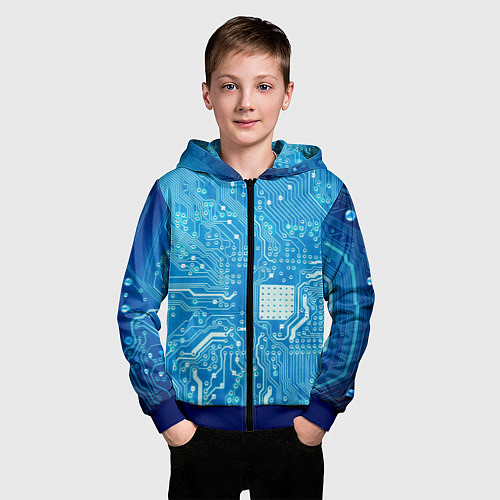 Детская толстовка на молнии Системная плата / 3D-Синий – фото 3