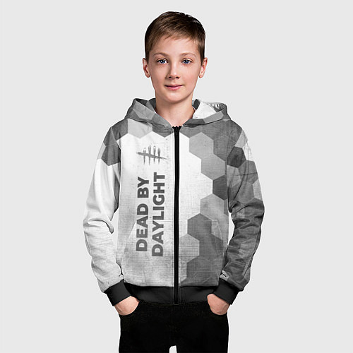 Детская толстовка на молнии Dead by Daylight - white gradient по-вертикали / 3D-Черный – фото 3