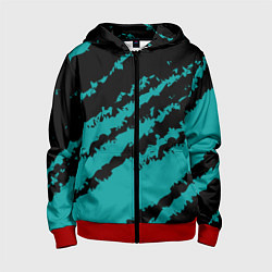 Толстовка на молнии детская The color is black and light blue, цвет: 3D-красный