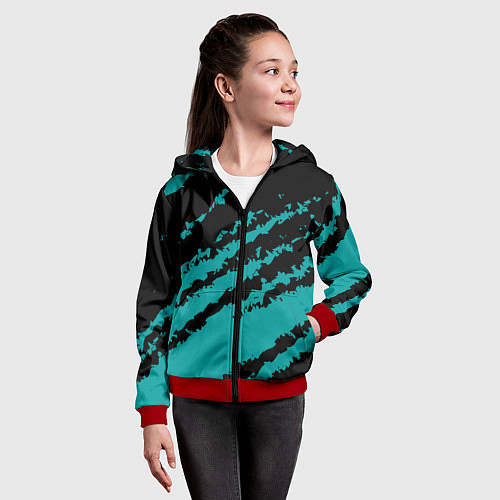 Детская толстовка на молнии The color is black and light blue / 3D-Красный – фото 4