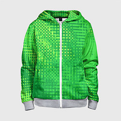 Толстовка на молнии детская Сочный зелёный абстрактный, цвет: 3D-меланж