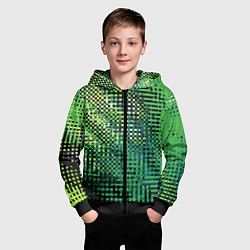 Толстовка на молнии детская Чёрно-зелёный абстракция, цвет: 3D-черный — фото 2