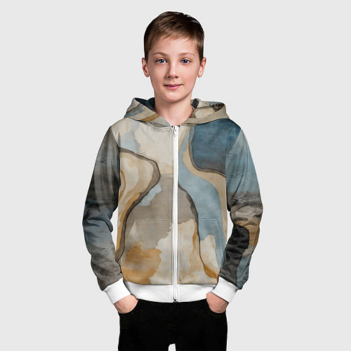 Детская толстовка на молнии Абстракция с песком и водой / 3D-Белый – фото 3